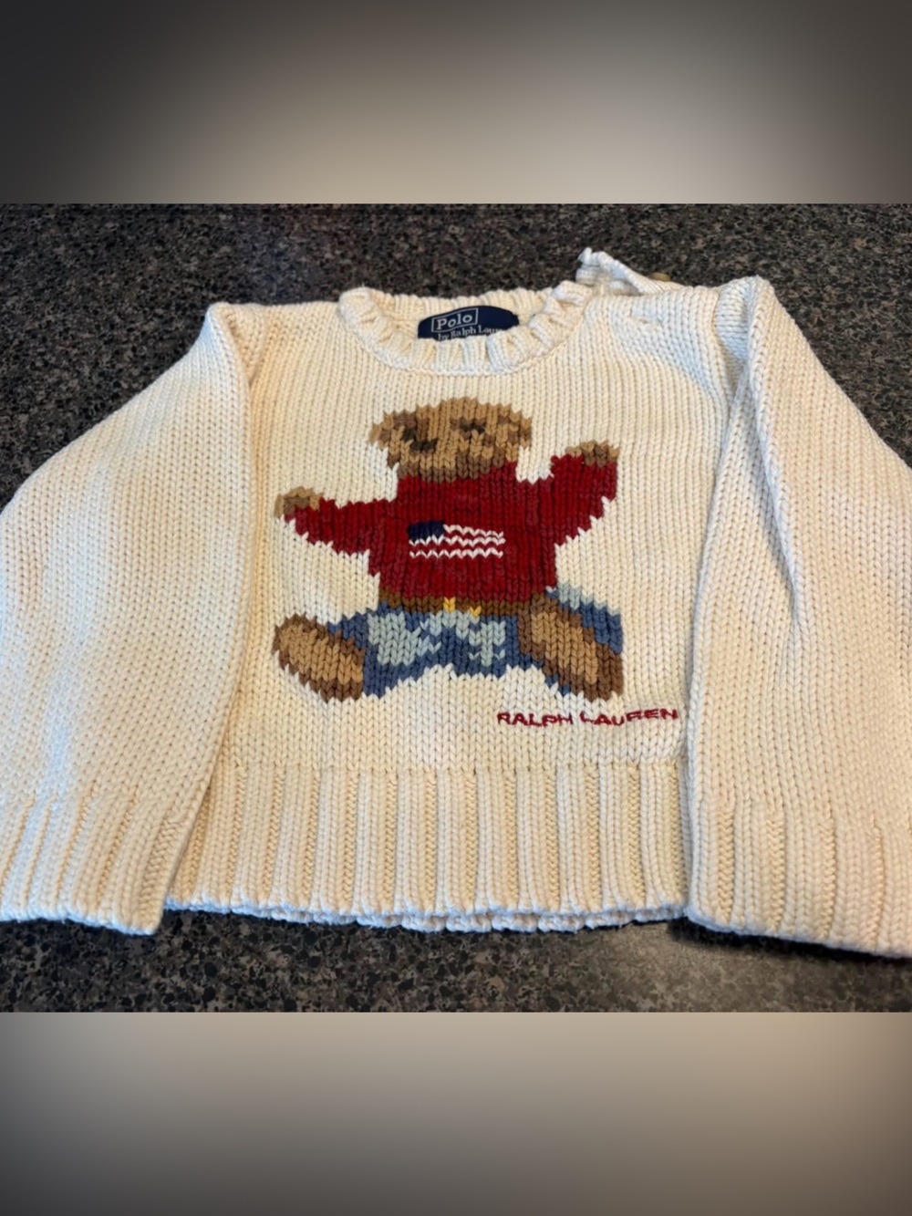 Ralph Lauren Cream Bear Sweater 12-24 Months